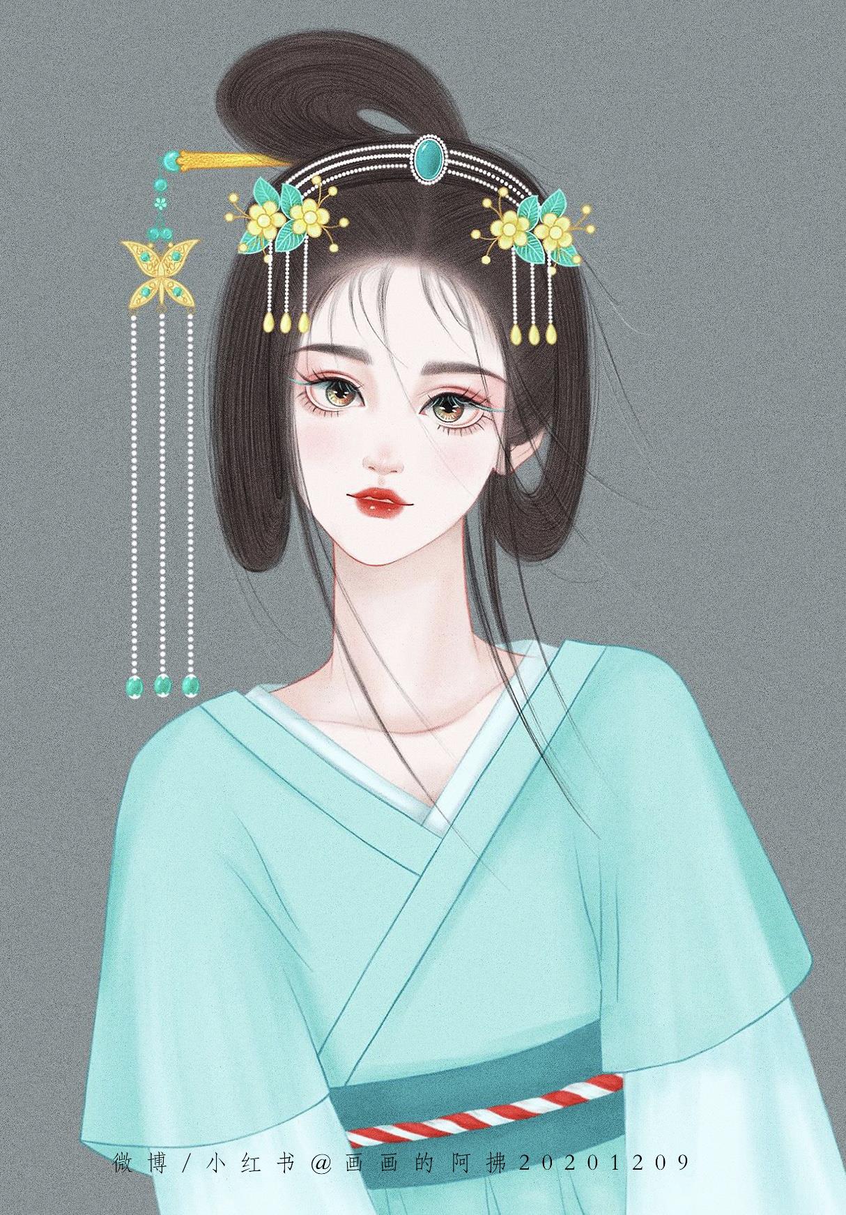 阿拂高清精致手绘古风女头像图片