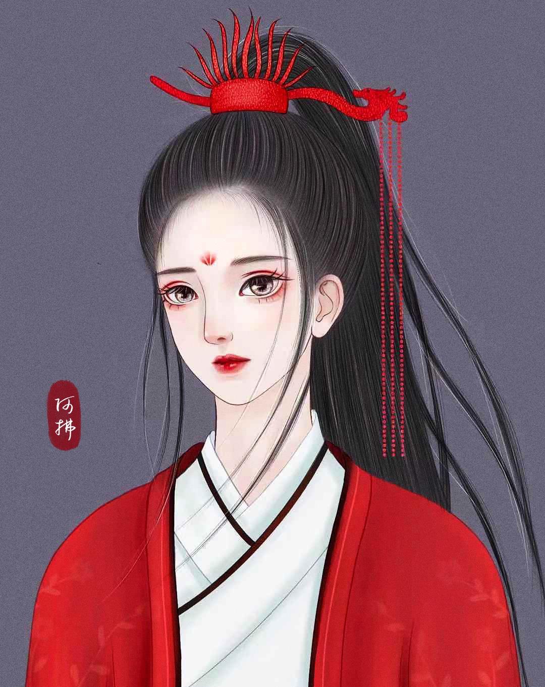 阿拂高清精致手绘古风女头像图片