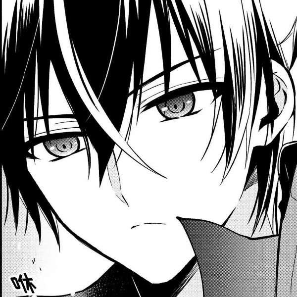 黑白漫画风的高冷男生头像图片