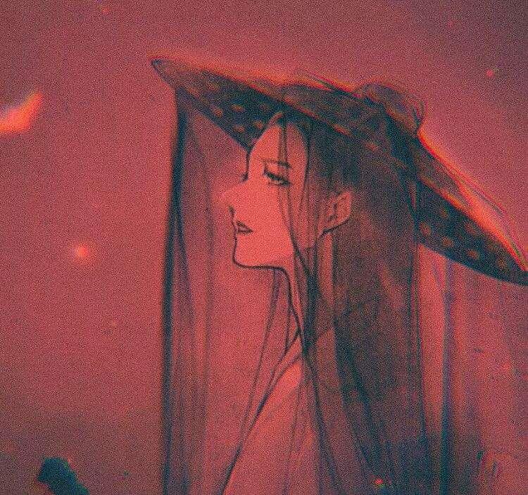 古风经典个性炫酷暗红系女生动漫头像图片