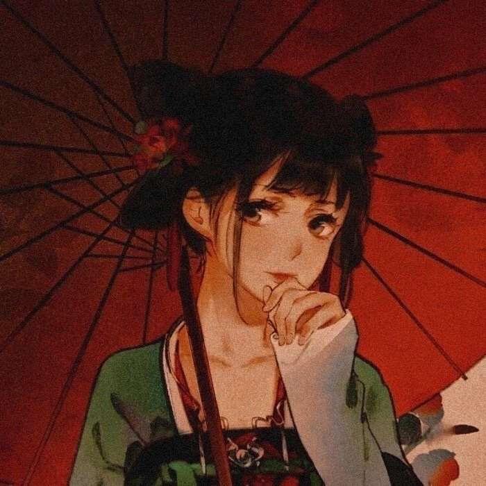 古风经典个性炫酷暗红系女生动漫头像图片