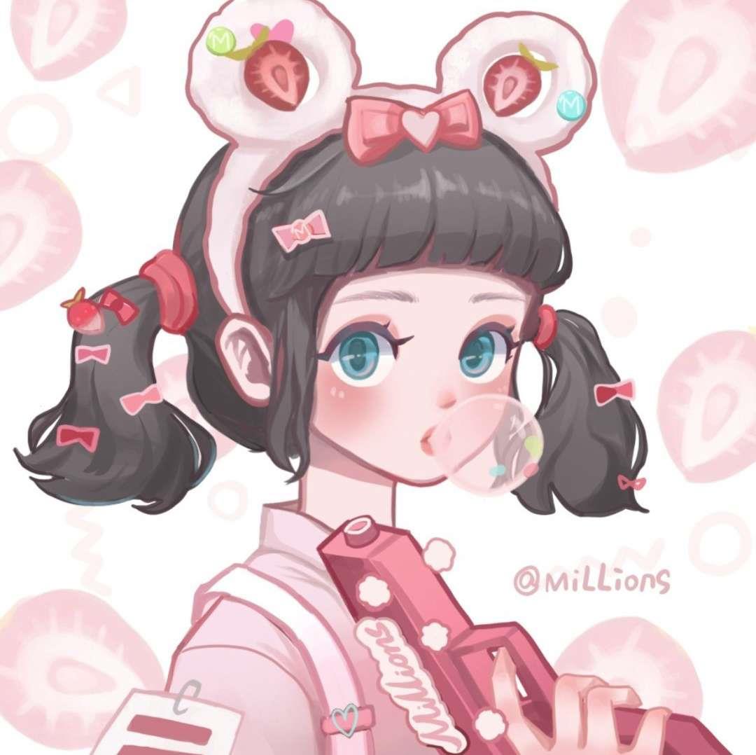 守月仙☽手绘女头可爱大眼萌妹头像图片