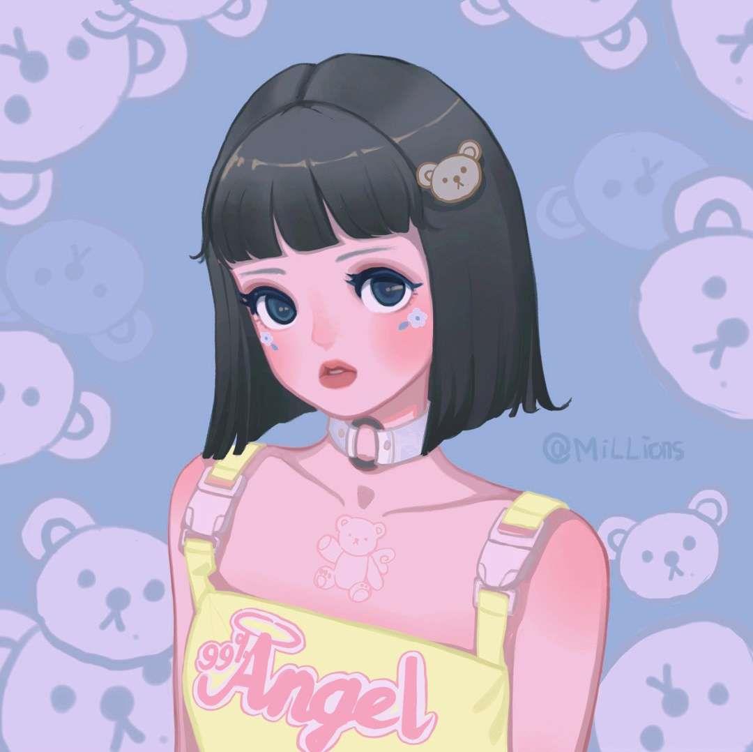 守月仙☽手绘女头可爱大眼萌妹头像图片