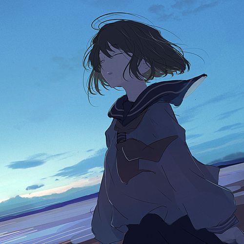 客桥.微丧手绘风女头/别用你短暂的喜欢打扰我平静的生活头像图片