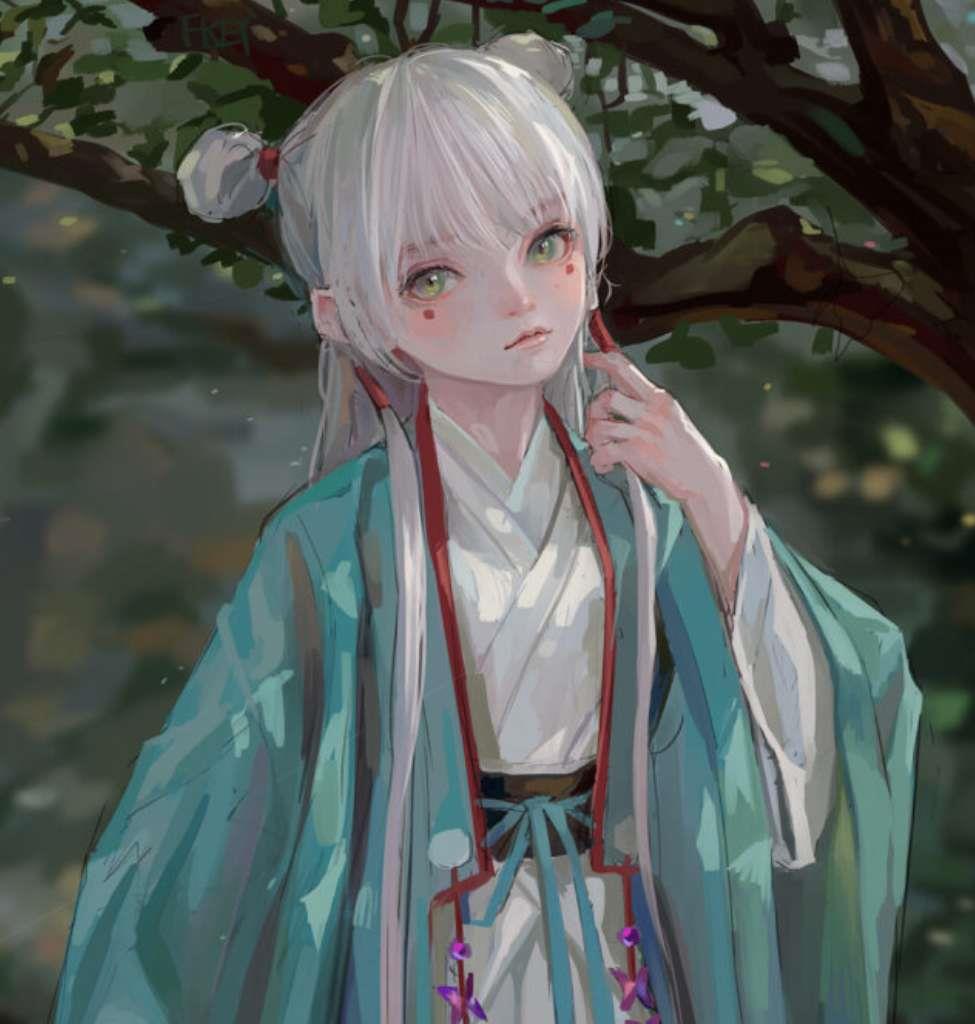 唐崎夜雨 唯美手绘自截女头 绘师 fkey头像图片