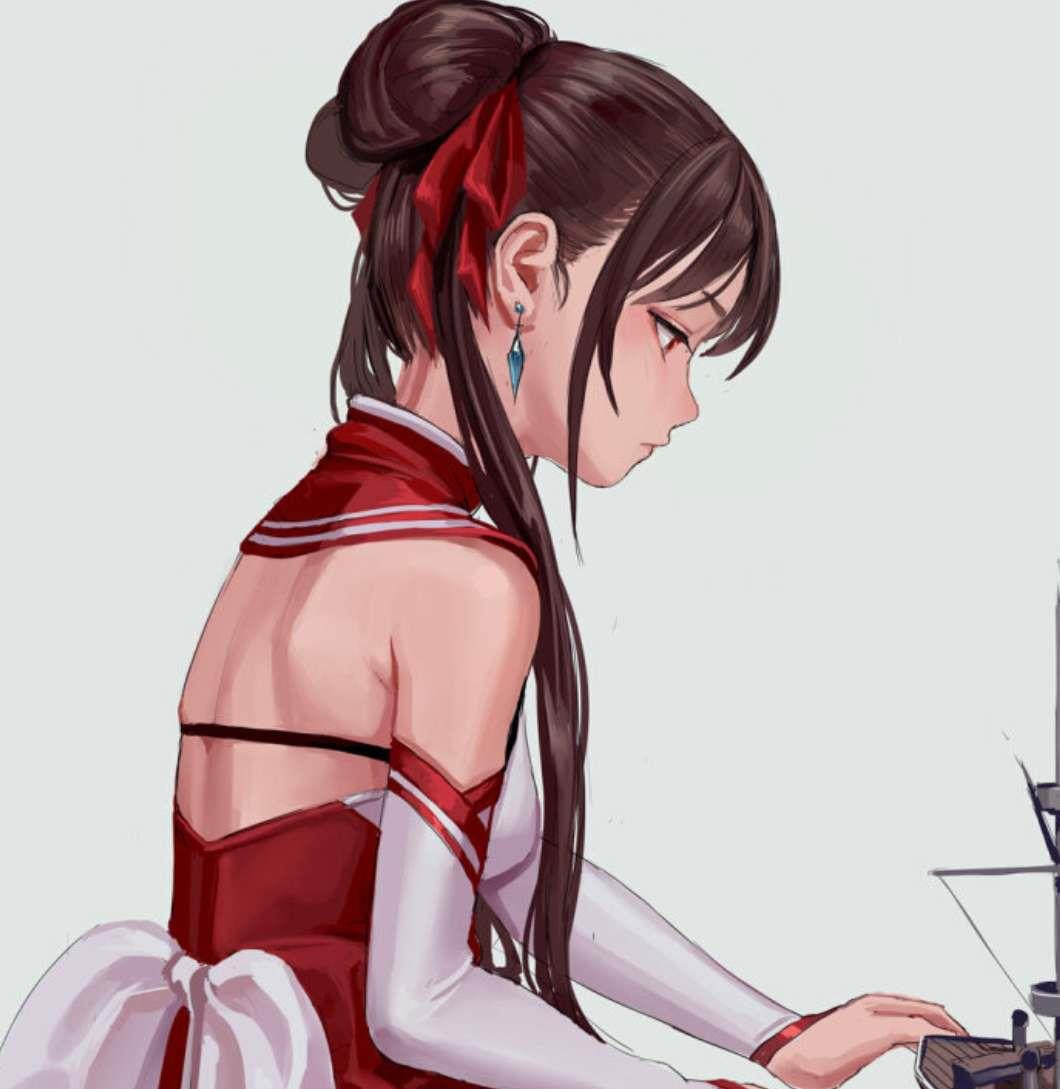 唐崎夜雨 唯美手绘自截女头 绘师 fkey头像图片