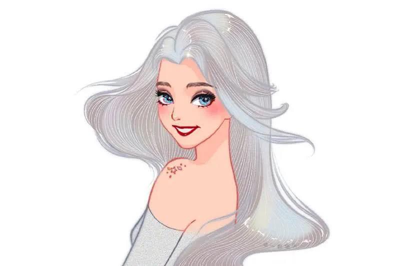 迪士尼公主转身回眸手绘动画头像图片