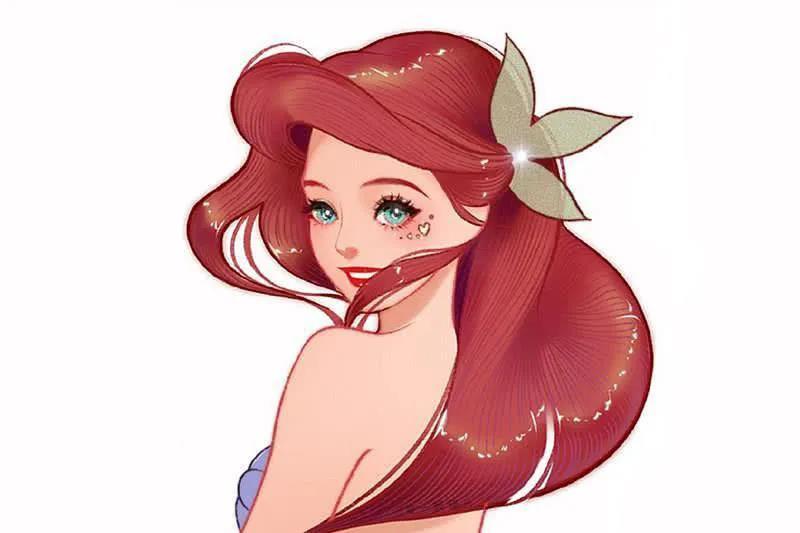 迪士尼公主转身回眸手绘动画头像图片
