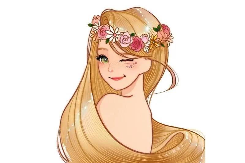 迪士尼公主转身回眸手绘动画头像图片