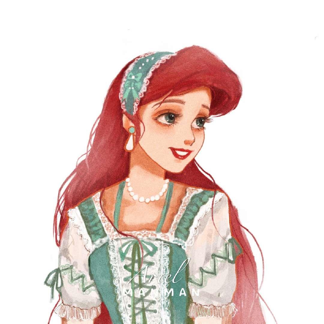 手绘 洛丽塔风迪士尼公主头像图片