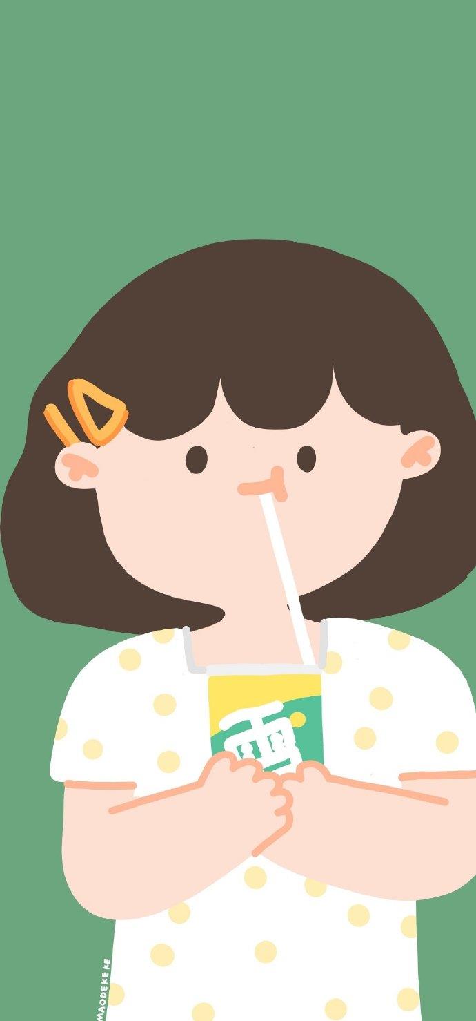卡通波波头饮料女生头像