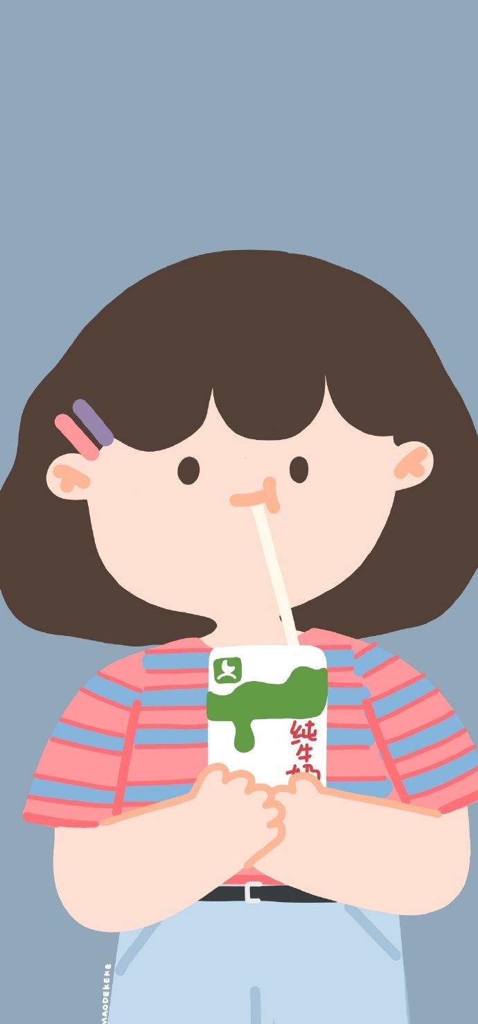 卡通波波头饮料女生头像