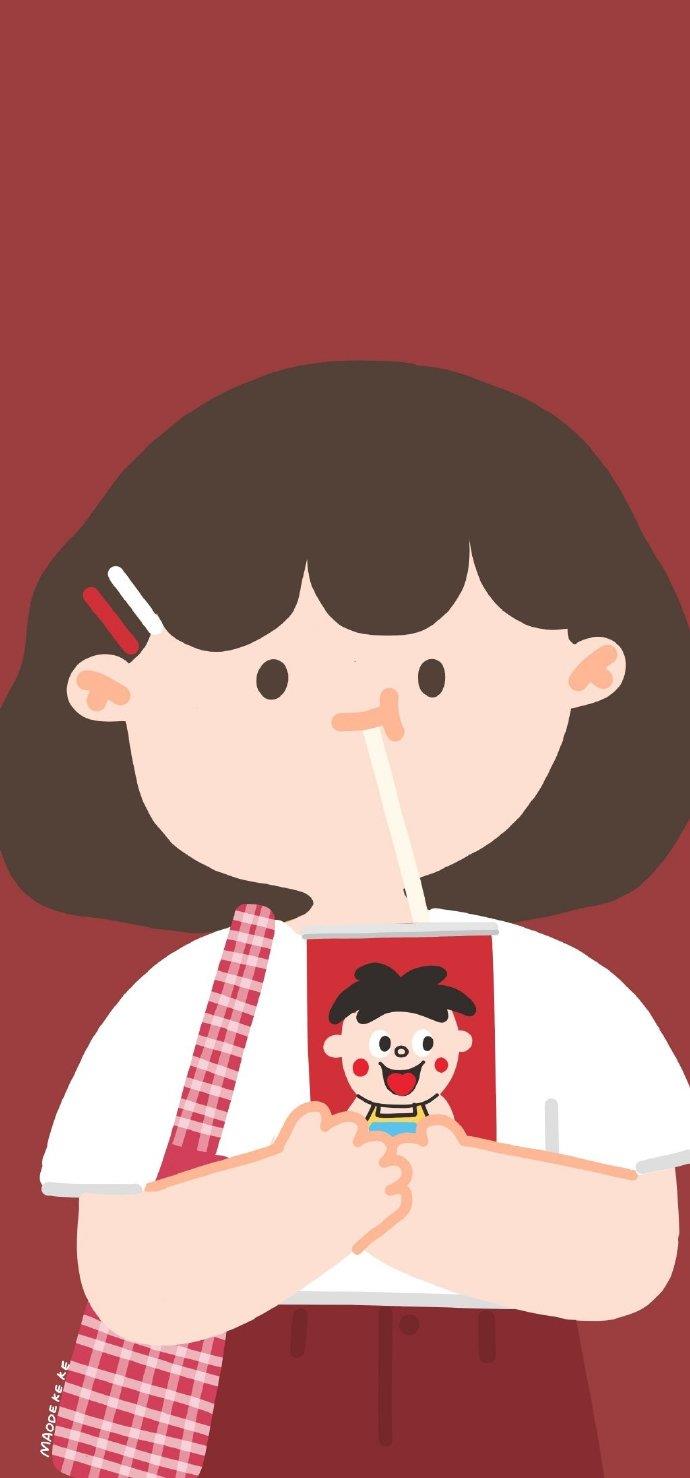 卡通波波头饮料女生头像