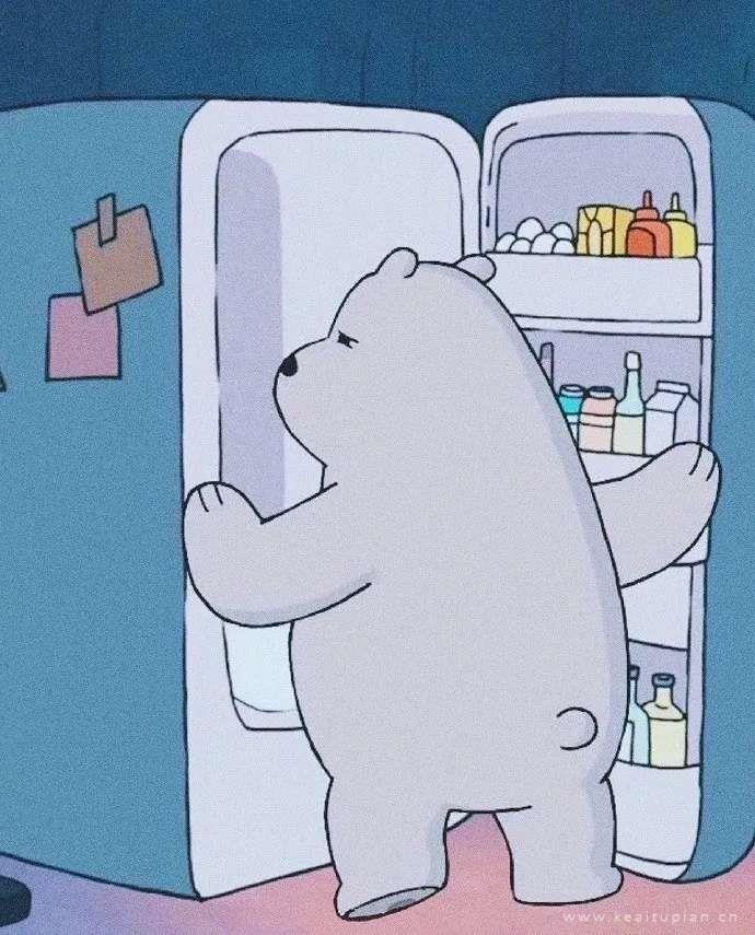 躲进冰箱的白熊可爱卡通动漫手机壁纸图片