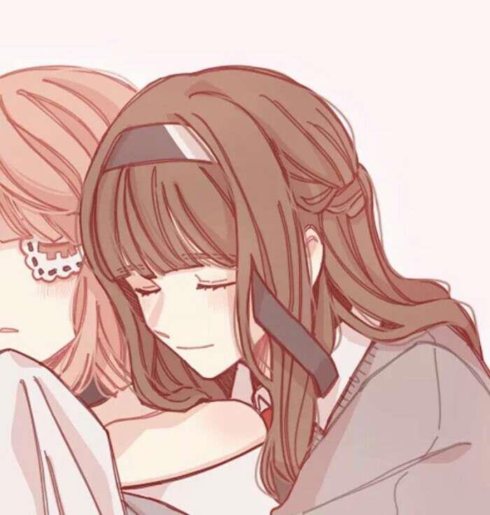 一对两张的可爱动漫闺头/不想社交 但想被无理由的拥抱头像图片