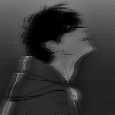 黑白二次元动漫男头/想你是关键词 爱你是核心术语头像图片