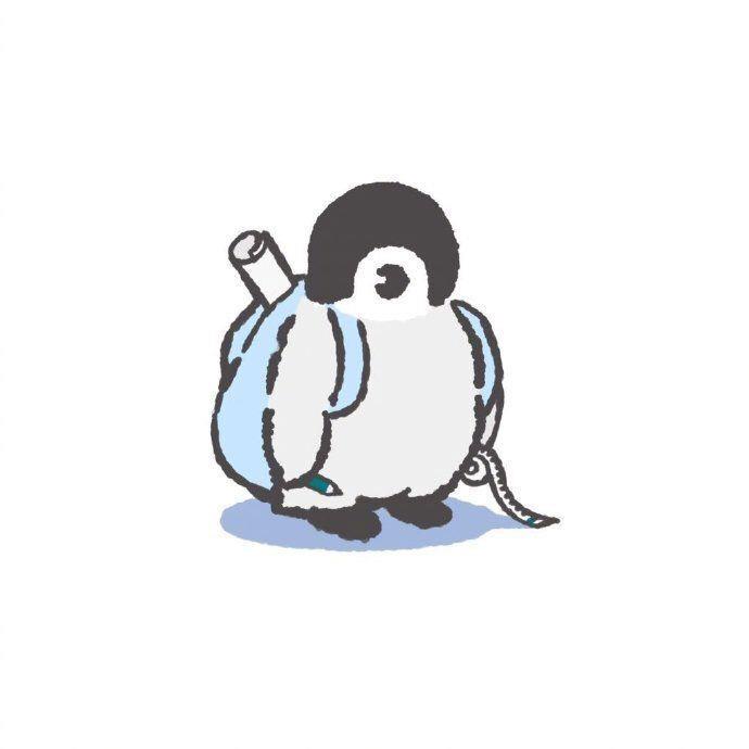 可爱调皮手绘流浪小企鹅头像