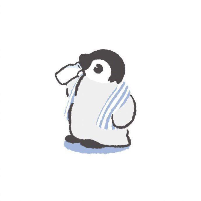 可爱调皮手绘流浪小企鹅头像