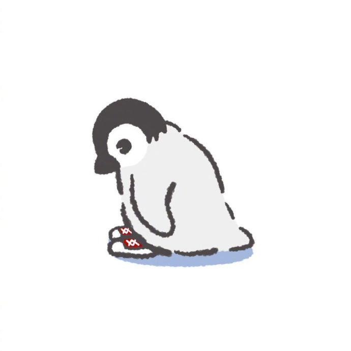 可爱调皮手绘流浪小企鹅头像