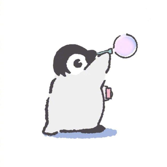 可爱调皮手绘流浪小企鹅头像