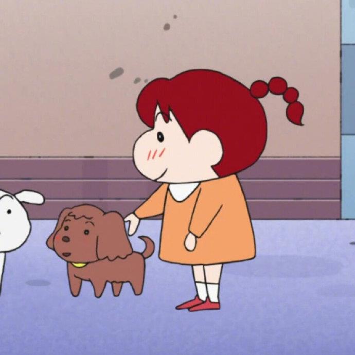 蜡笔小新妮妮牵狗情侣头像