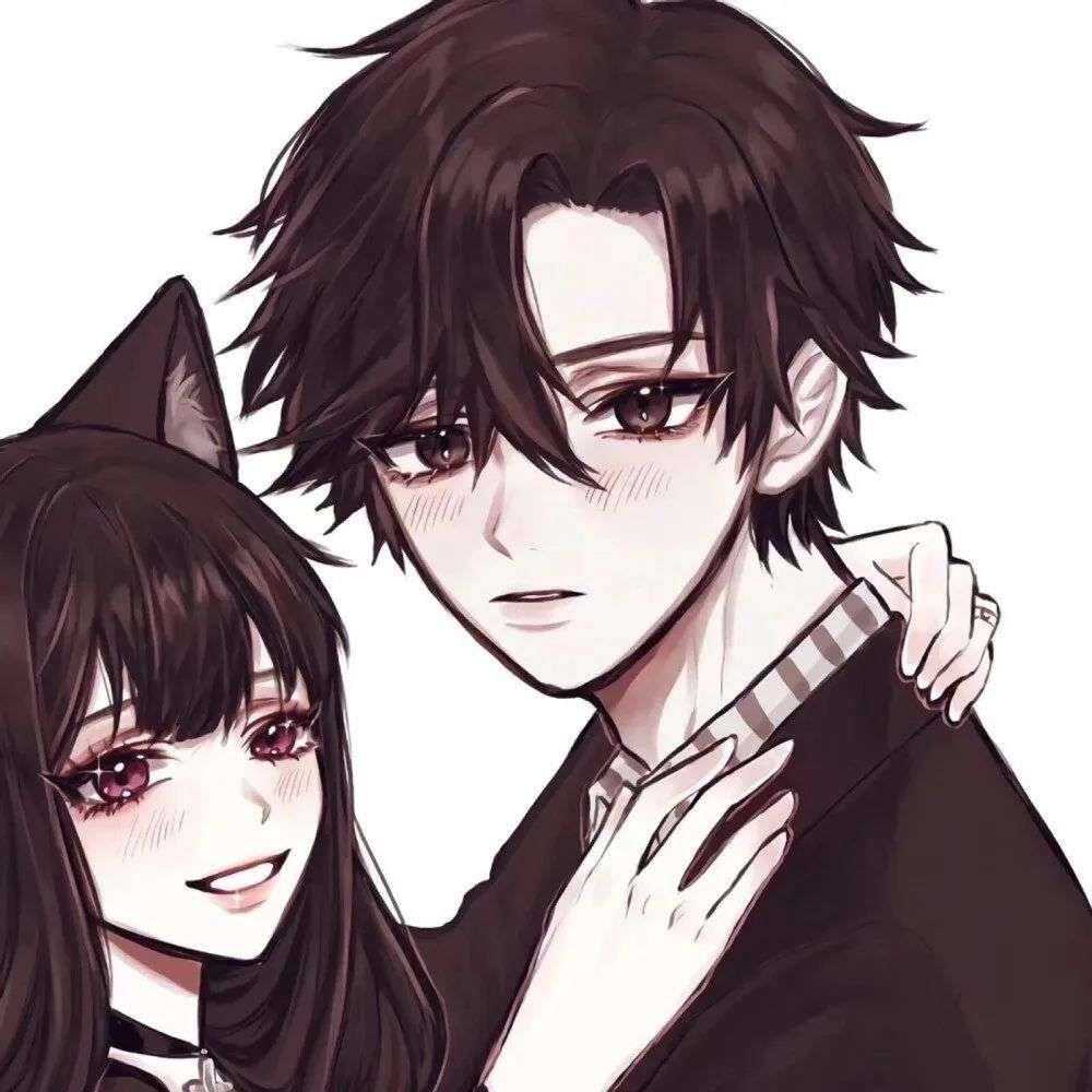 江孑 一对两张可爱手绘情头头像图片