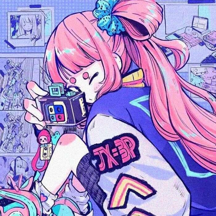 手绘精致画报风女头(二传)头像图片