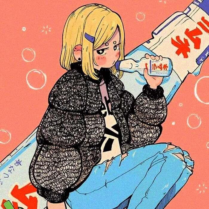 手绘精致画报风女头(二传)头像图片