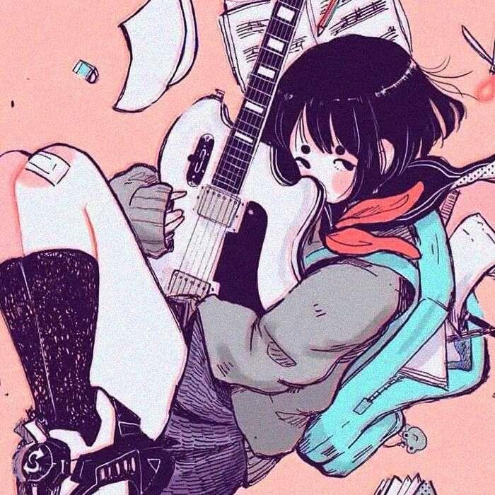 手绘精致画报风女头(二传)头像图片