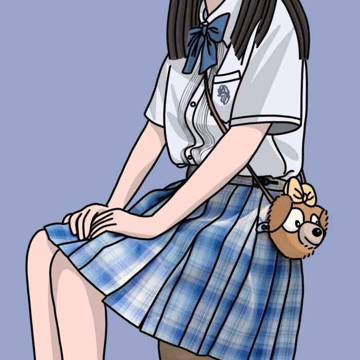 唐崎夜雨 jk女孩的手绘 画师：画jk的脑虎头像图片