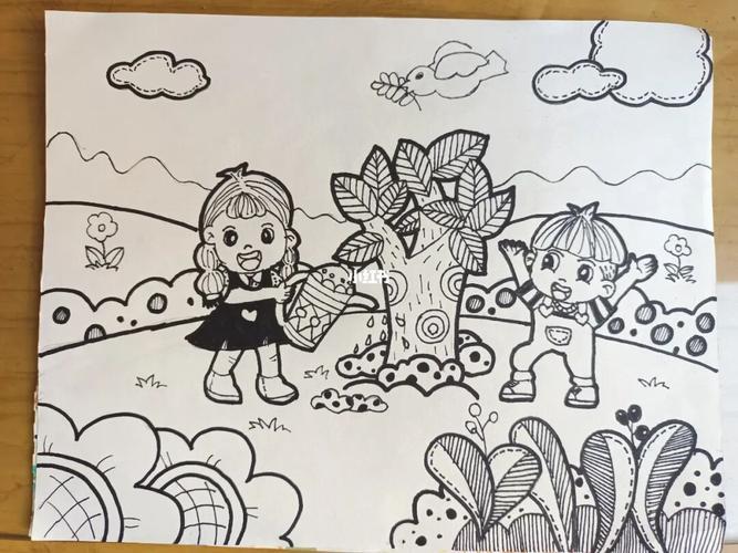 植树节儿童画简单好看 小学生植树节图画简单又好看
