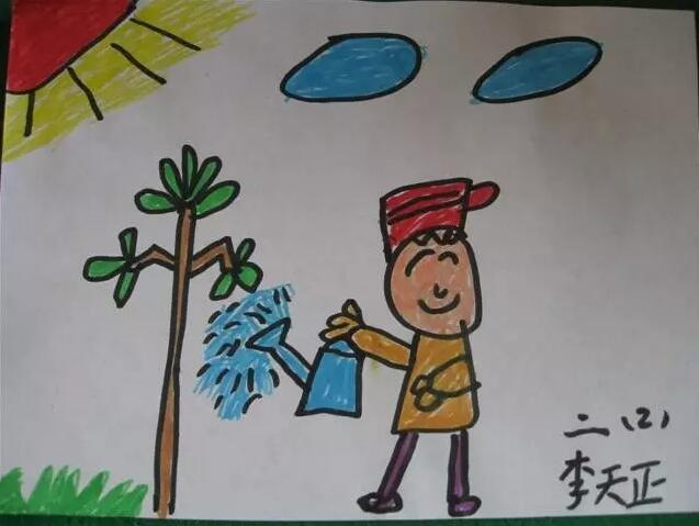 植树节儿童画简单好看 小学生植树节图画简单又好看