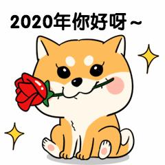 2020元旦跨年萌宠柴犬动物动态表情包图片
